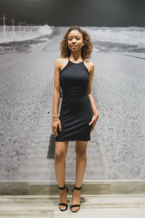 Black ribbed dress