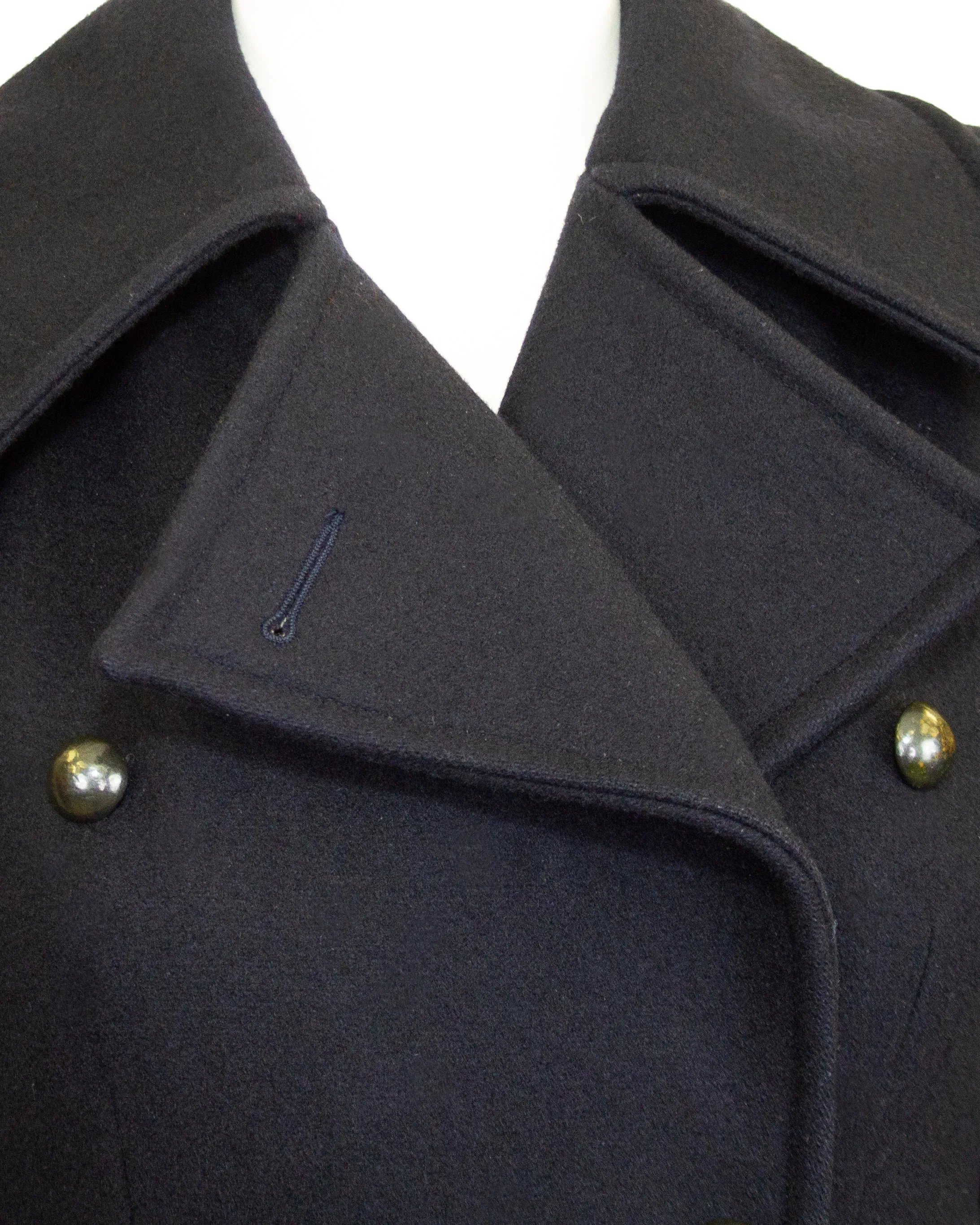 Black Wool Double Breasted Pea Coat