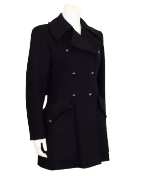 Black Wool Double Breasted Pea Coat