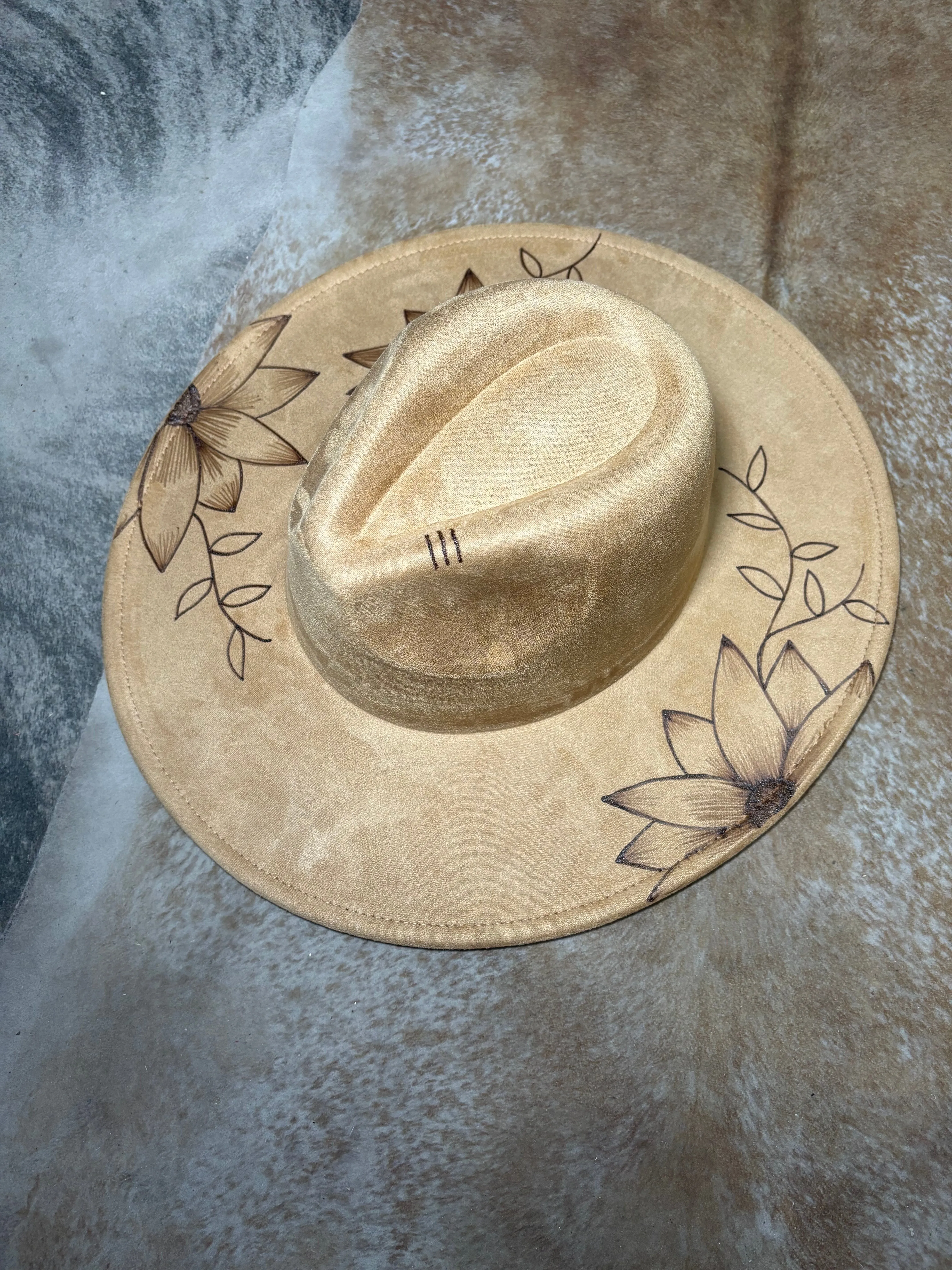 Blair Tan Burned Wide Brim Hat