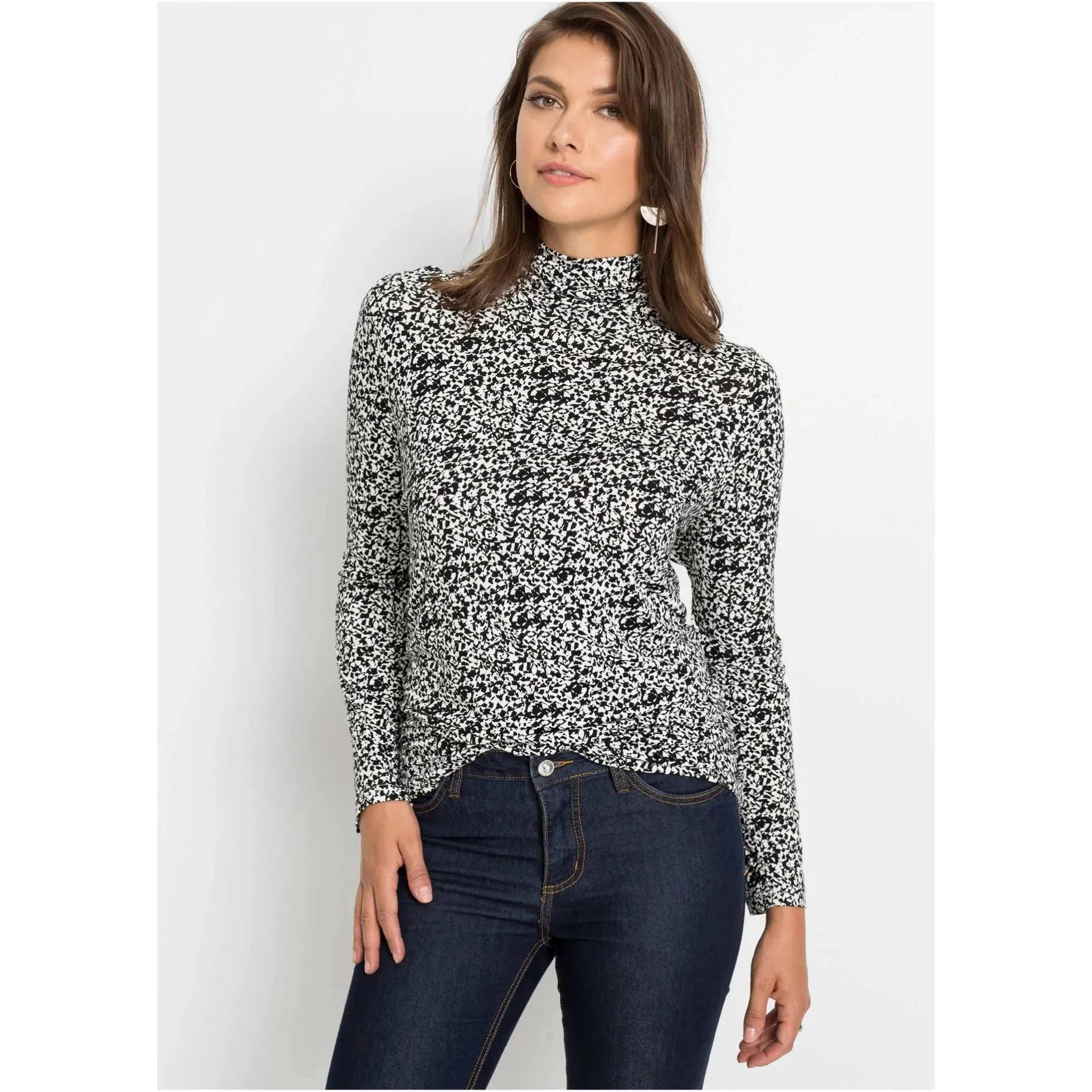 Bodyflirt Black Lyocell Turtleneck Blouse