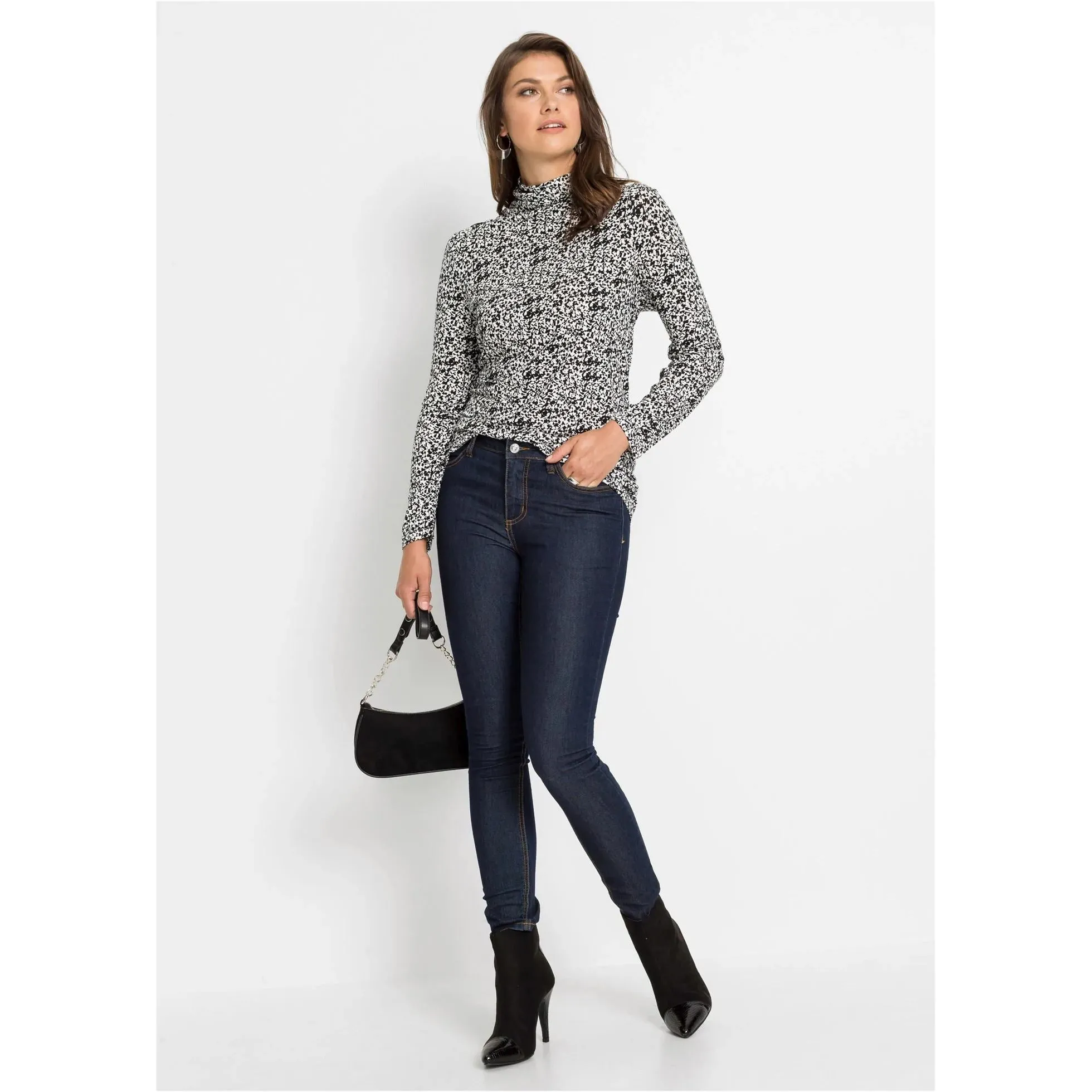 Bodyflirt Black Lyocell Turtleneck Blouse