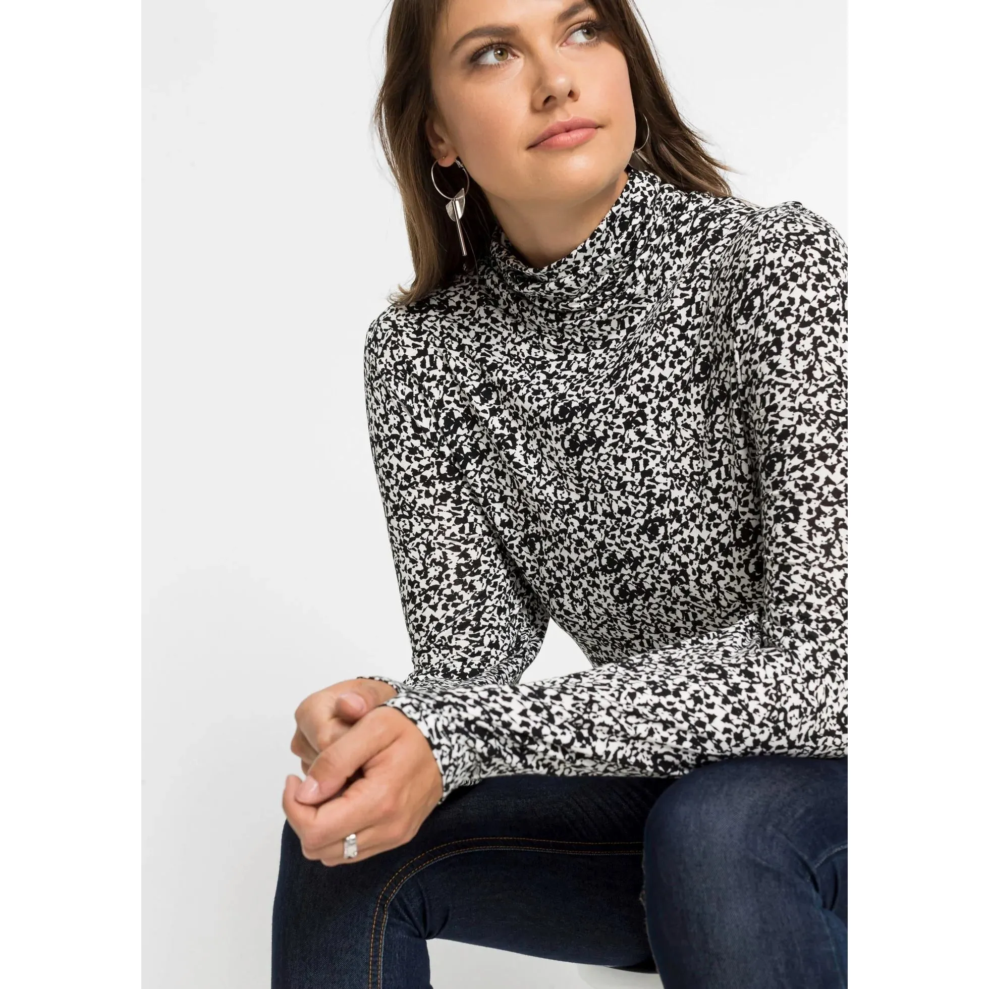 Bodyflirt Black Lyocell Turtleneck Blouse