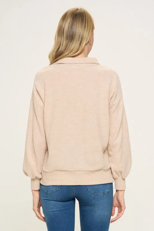Brushed Wool Collar Top