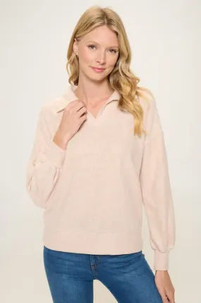 Brushed Wool Collar Top