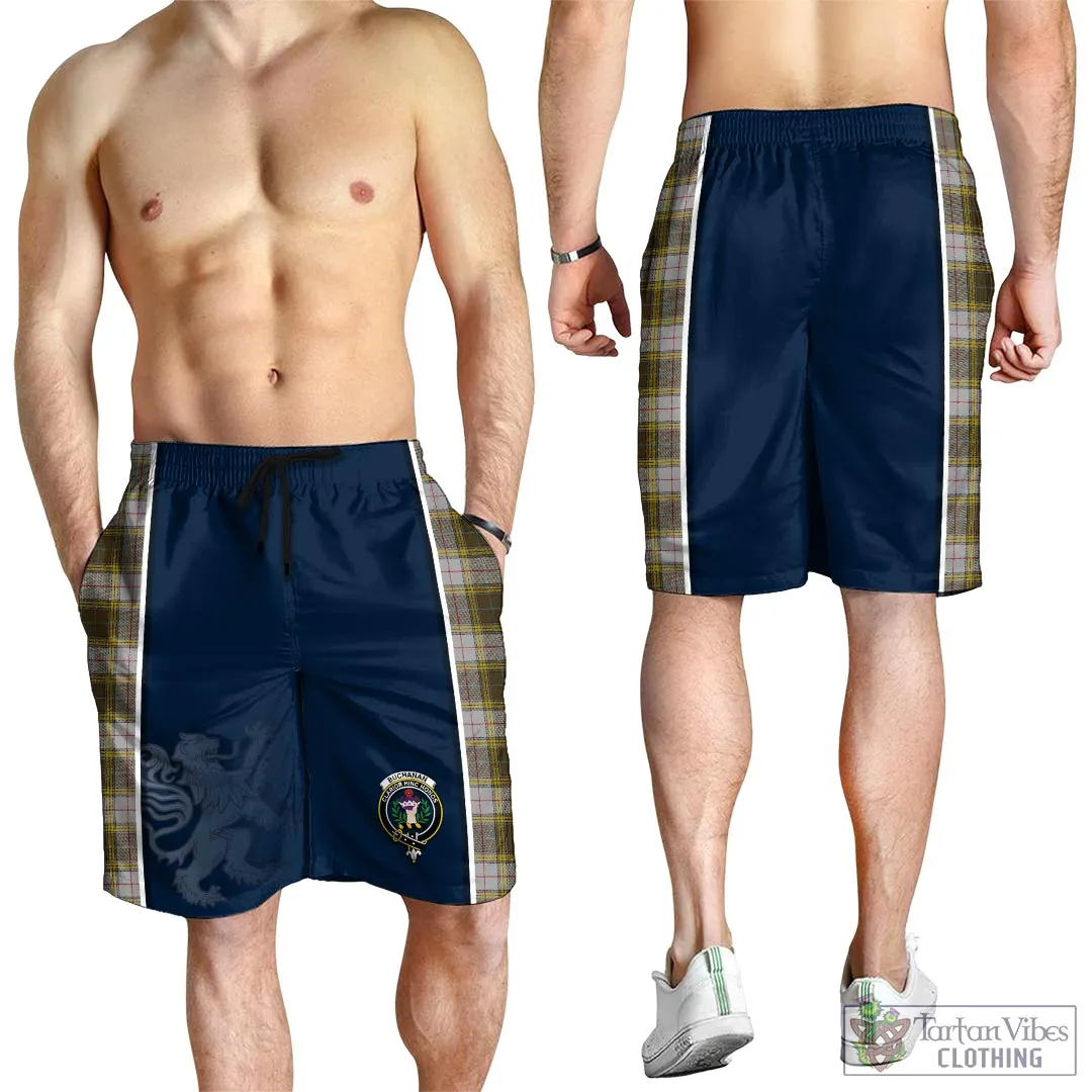 Buchanan Dress Tartan Men's Shorts with Family Crest and Lion Rampant Vibes Sport Style