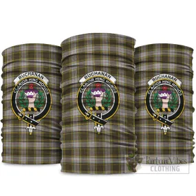 Buchanan Dress Tartan Neck Gaiters, Tartan Bandanas, Tartan Head Band with Family Crest