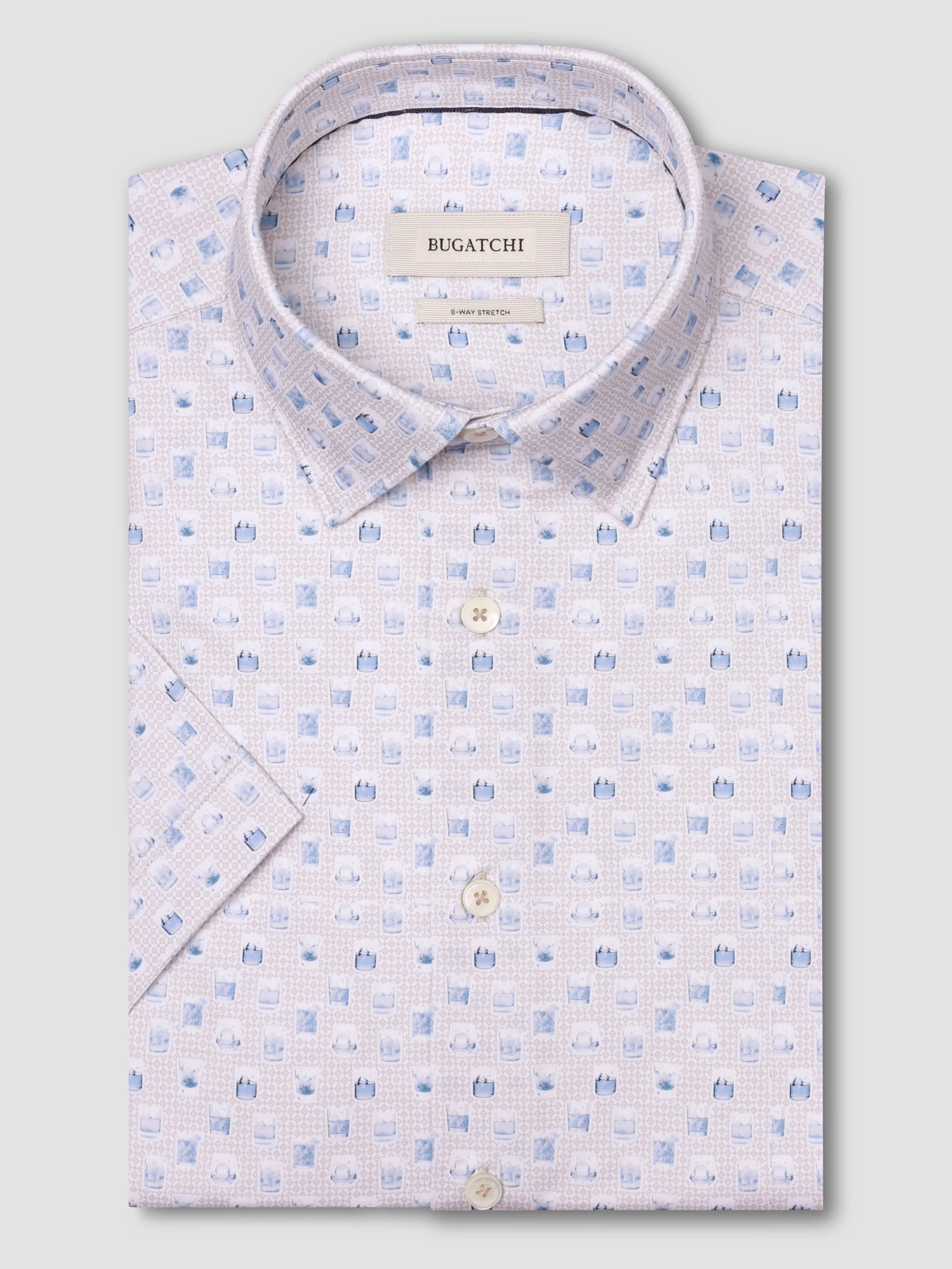 Bugatchi - Miles Short Sleeve Modern Fit Shirt - OOOHCotton Tech - 8 way Stretch - GF9095F40