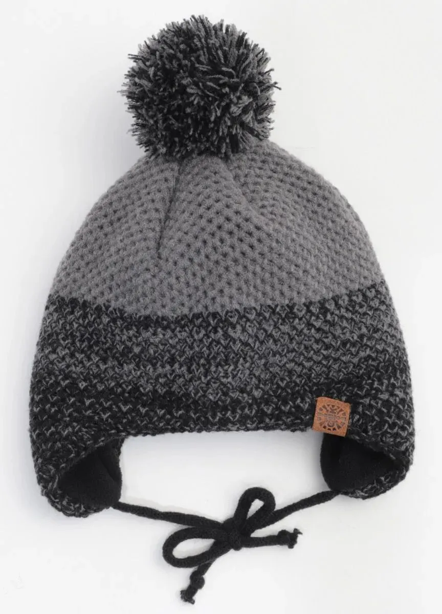 Calikids Pom Pom Cozy Knit Winter Hat in Grey: Size Fit Most Baby/Toddler