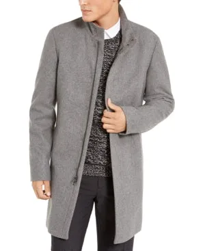 Calvin Klein Mens Slim fit Overcoat Coat 42 S Grey Solid Full Zip
