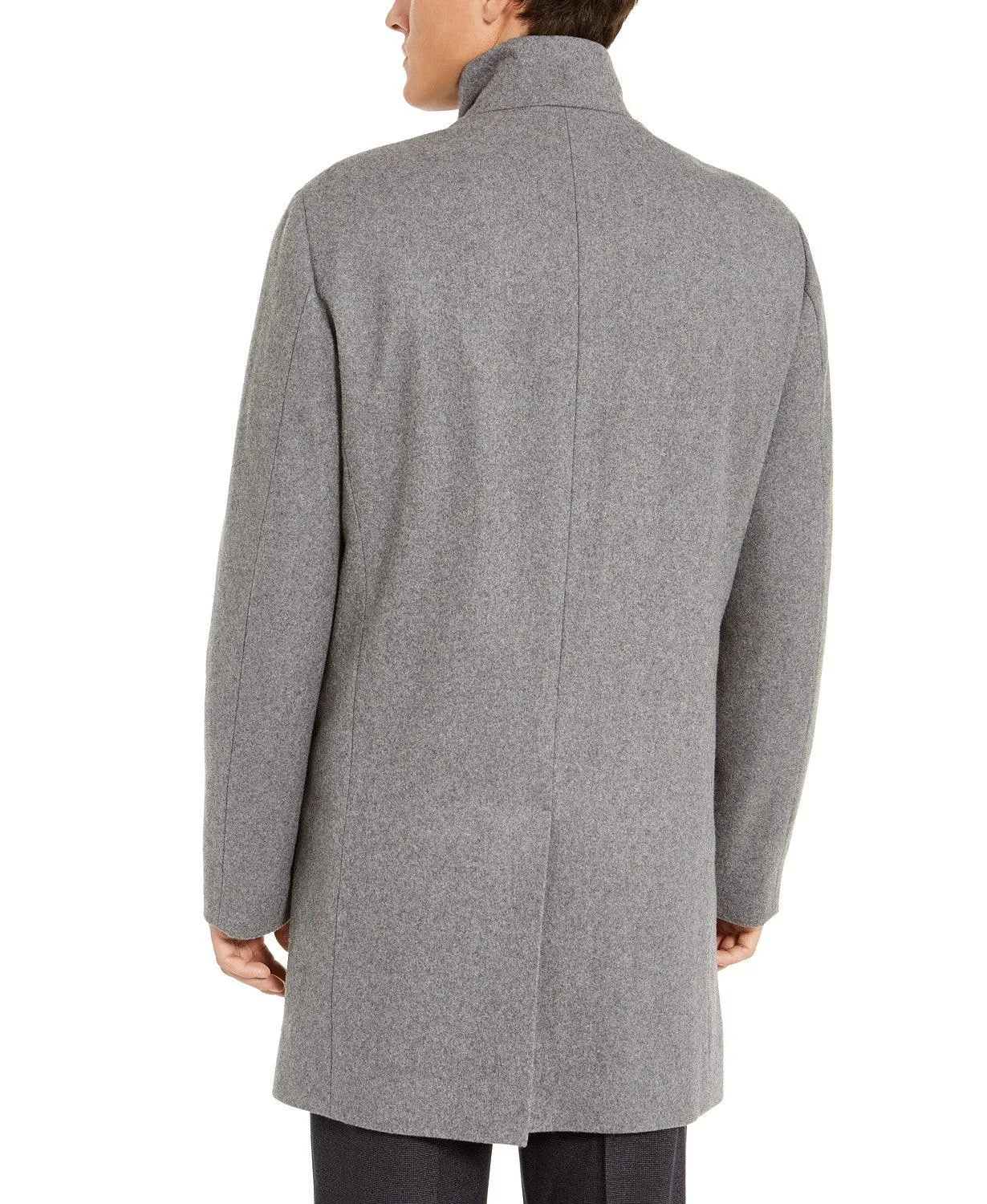 Calvin Klein Mens Slim fit Overcoat Coat 42 S Grey Solid Full Zip