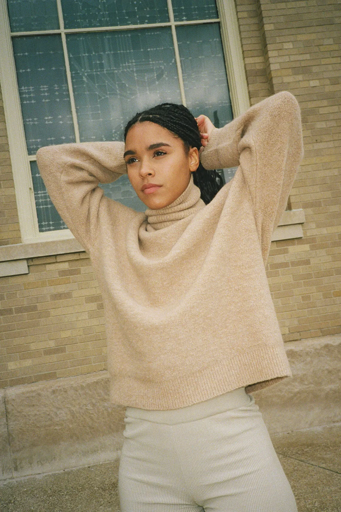 Camel Fleece Turtleneck