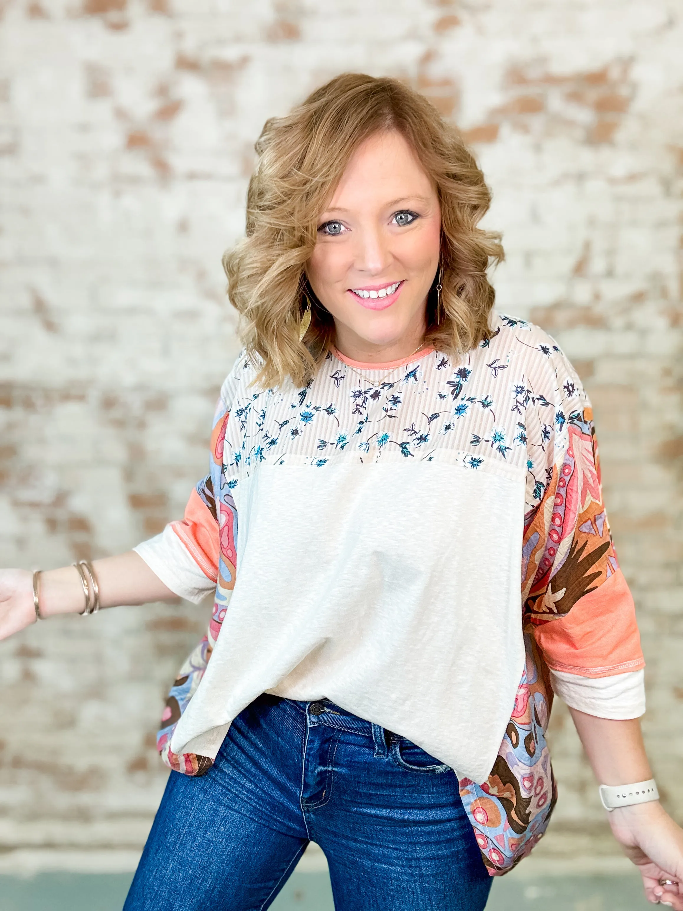 Cathy Mixed Print Jersey Top