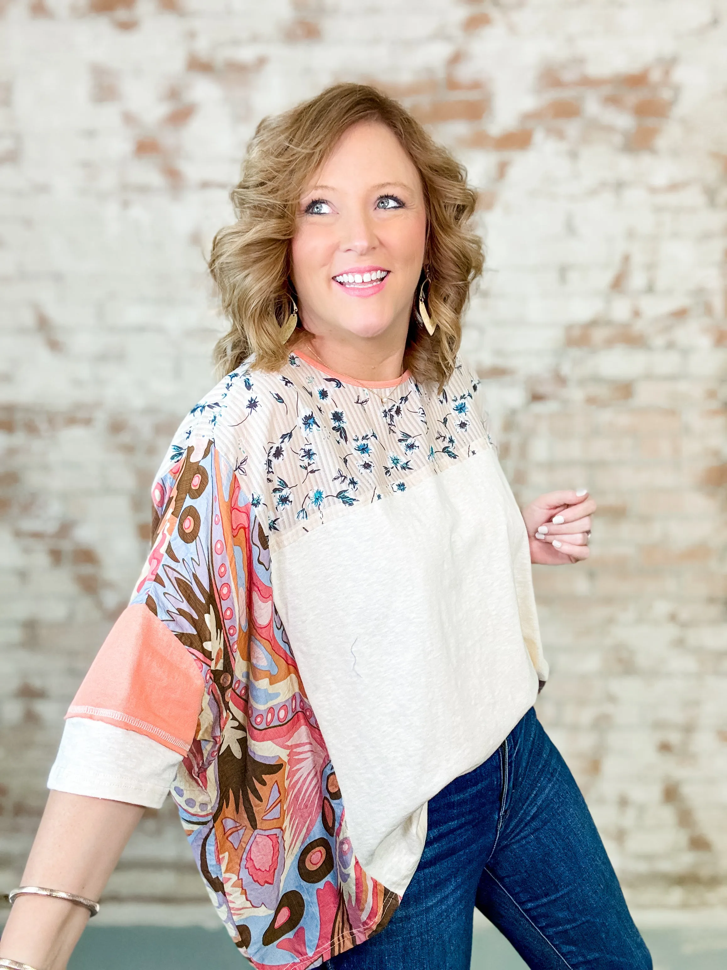 Cathy Mixed Print Jersey Top