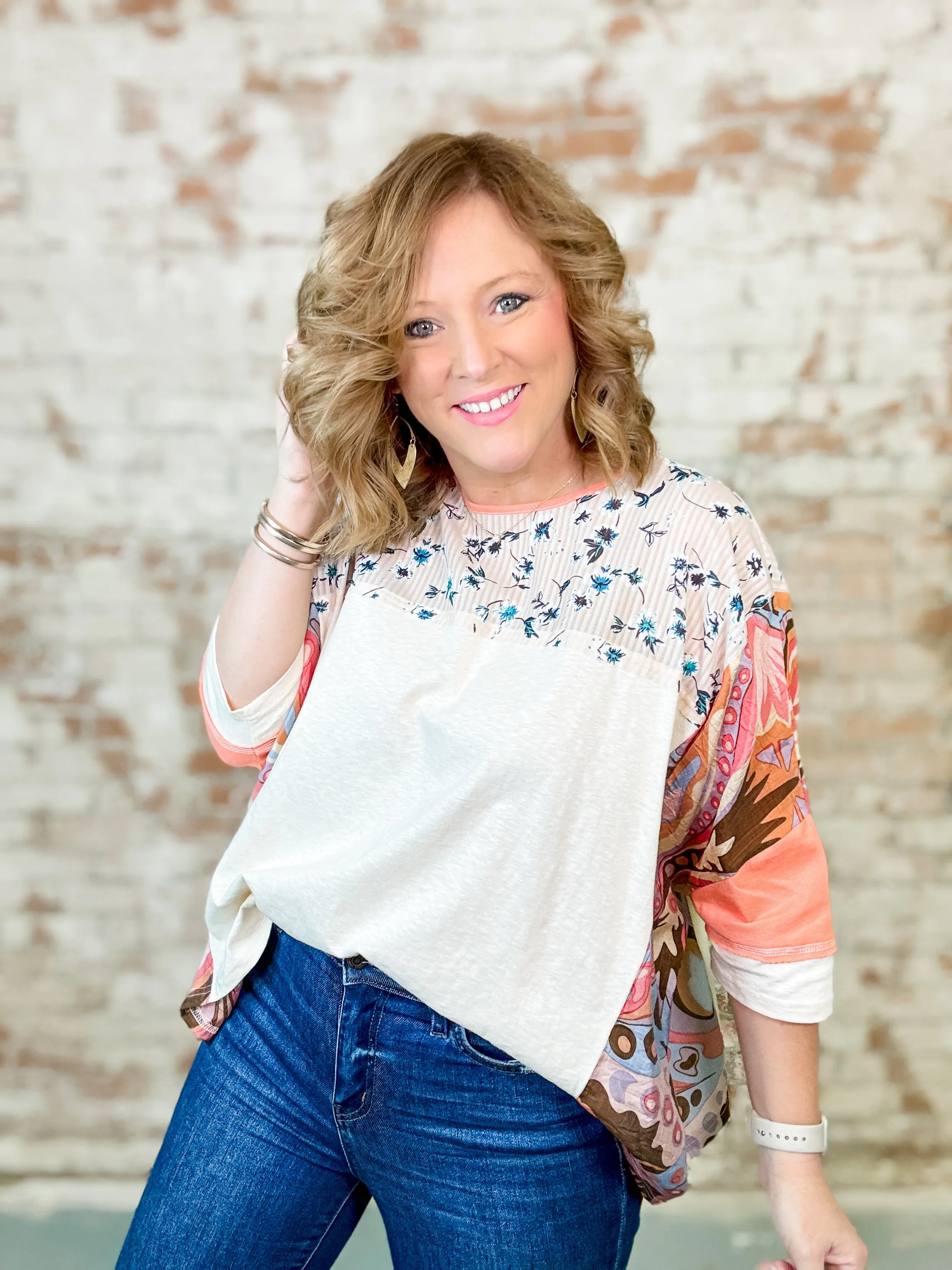 Cathy Mixed Print Jersey Top