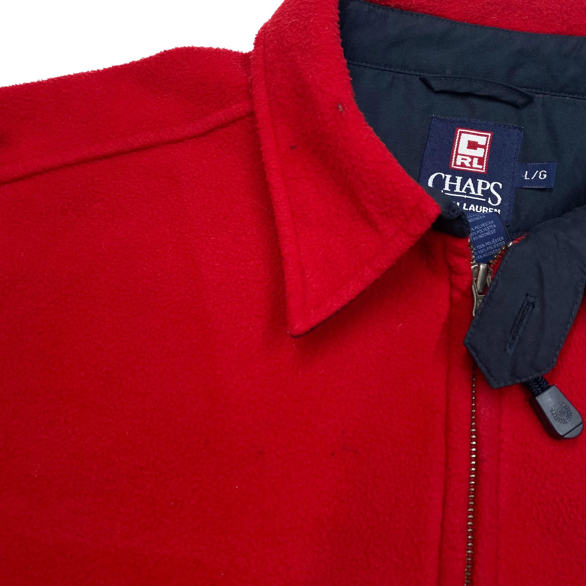 CHAPS RALPH LAUREN Embroidered Mini Logo Zip Fleece Bomber Jacket