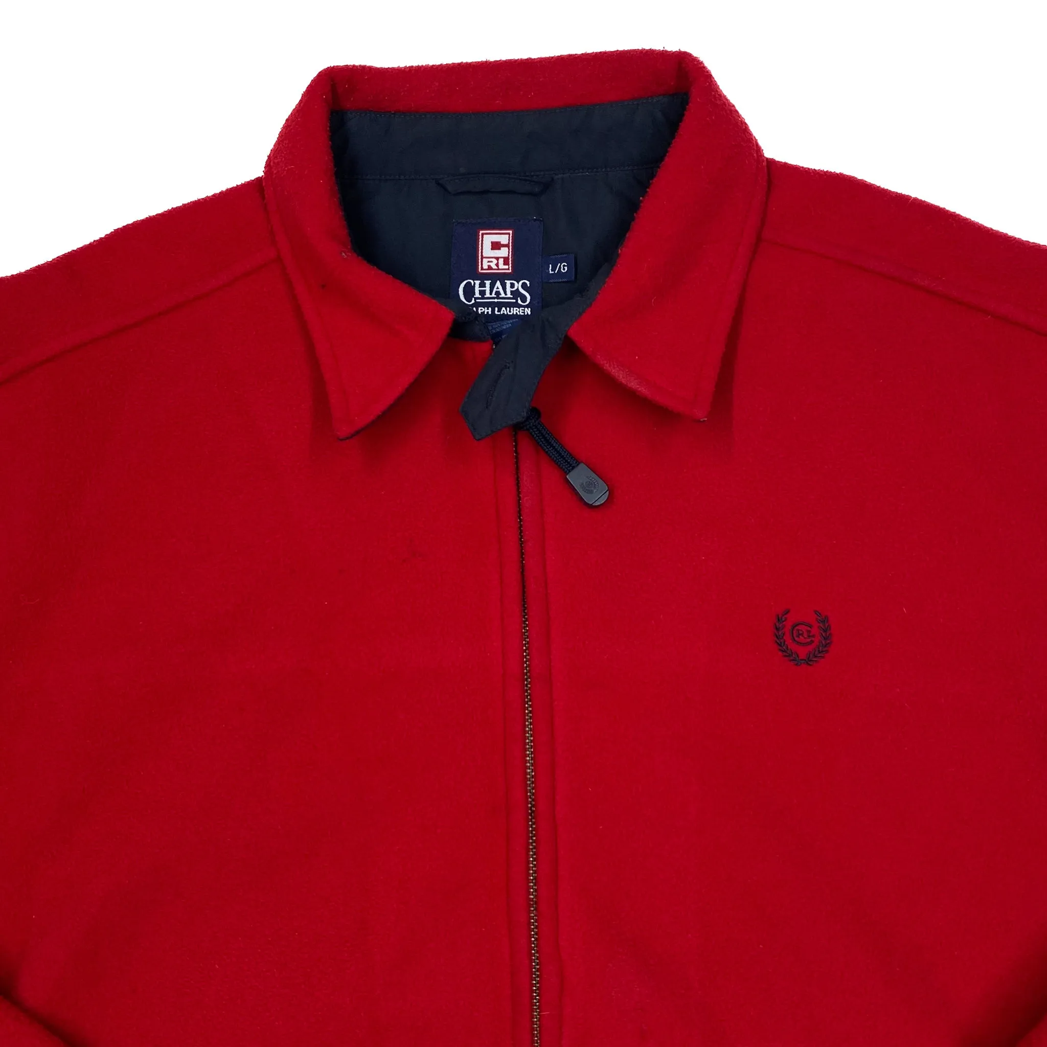 CHAPS RALPH LAUREN Embroidered Mini Logo Zip Fleece Bomber Jacket