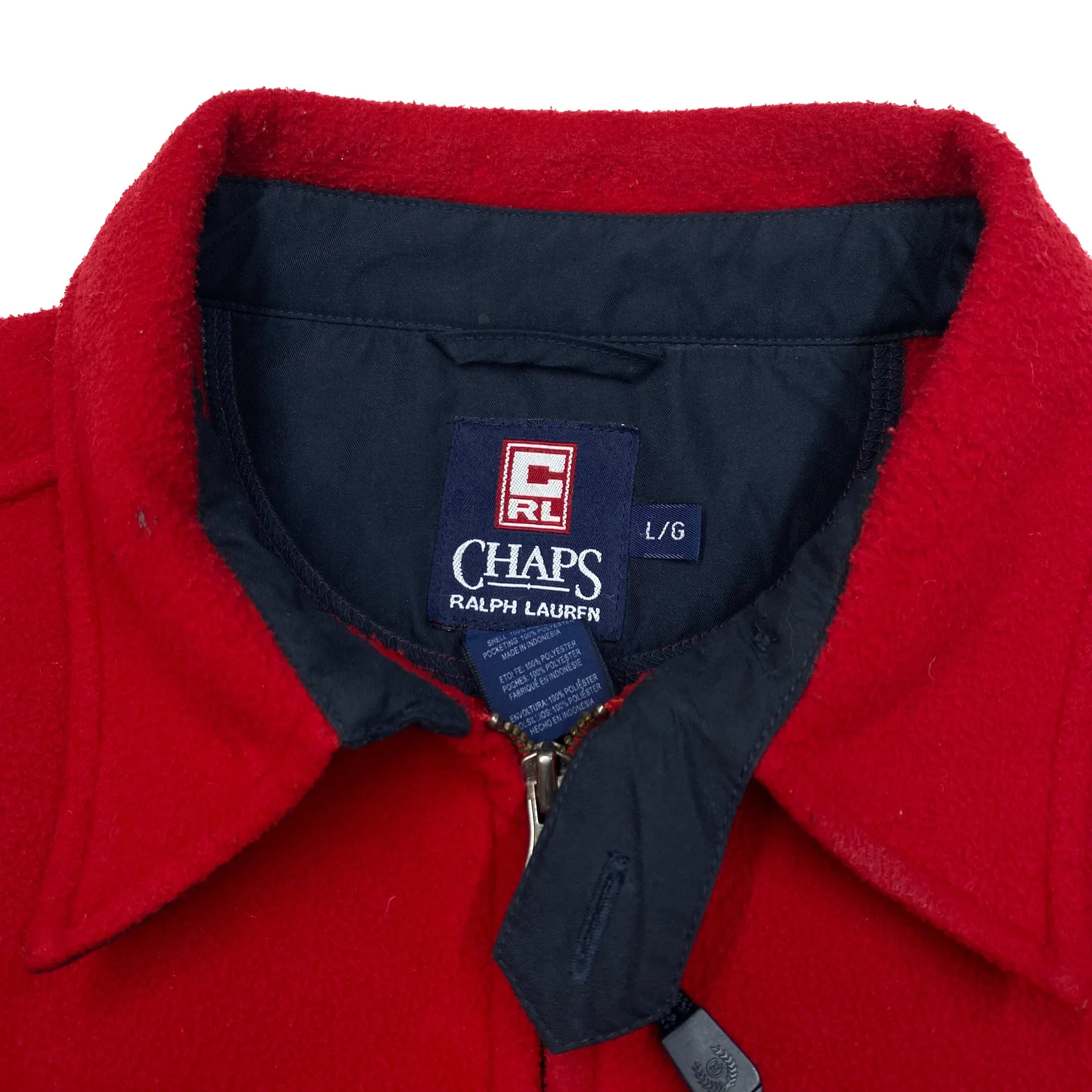 CHAPS RALPH LAUREN Embroidered Mini Logo Zip Fleece Bomber Jacket