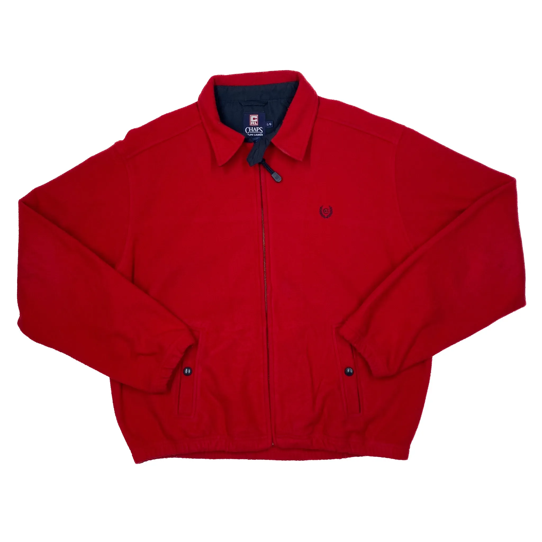 CHAPS RALPH LAUREN Embroidered Mini Logo Zip Fleece Bomber Jacket