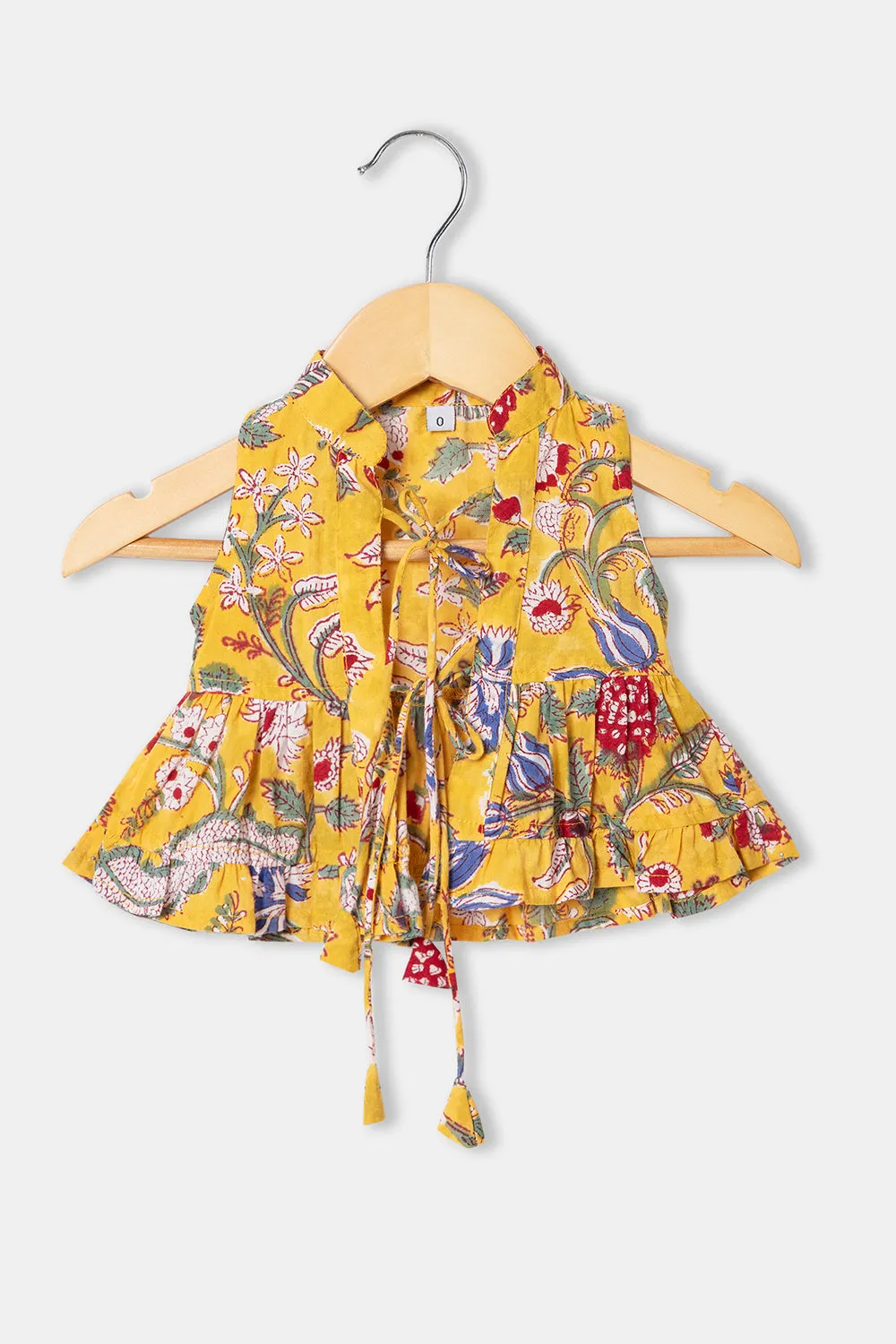 Chittythalli Girls Cottton Round Neck Frock with Mandarian Collar Overcoat - FR31