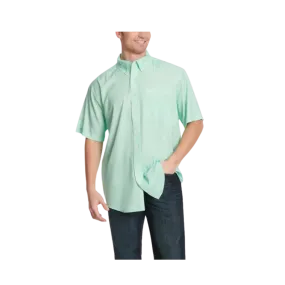 Cinch Men's Sea Geo Print ArenaFlex Short Sleeve Western White Green Shirt