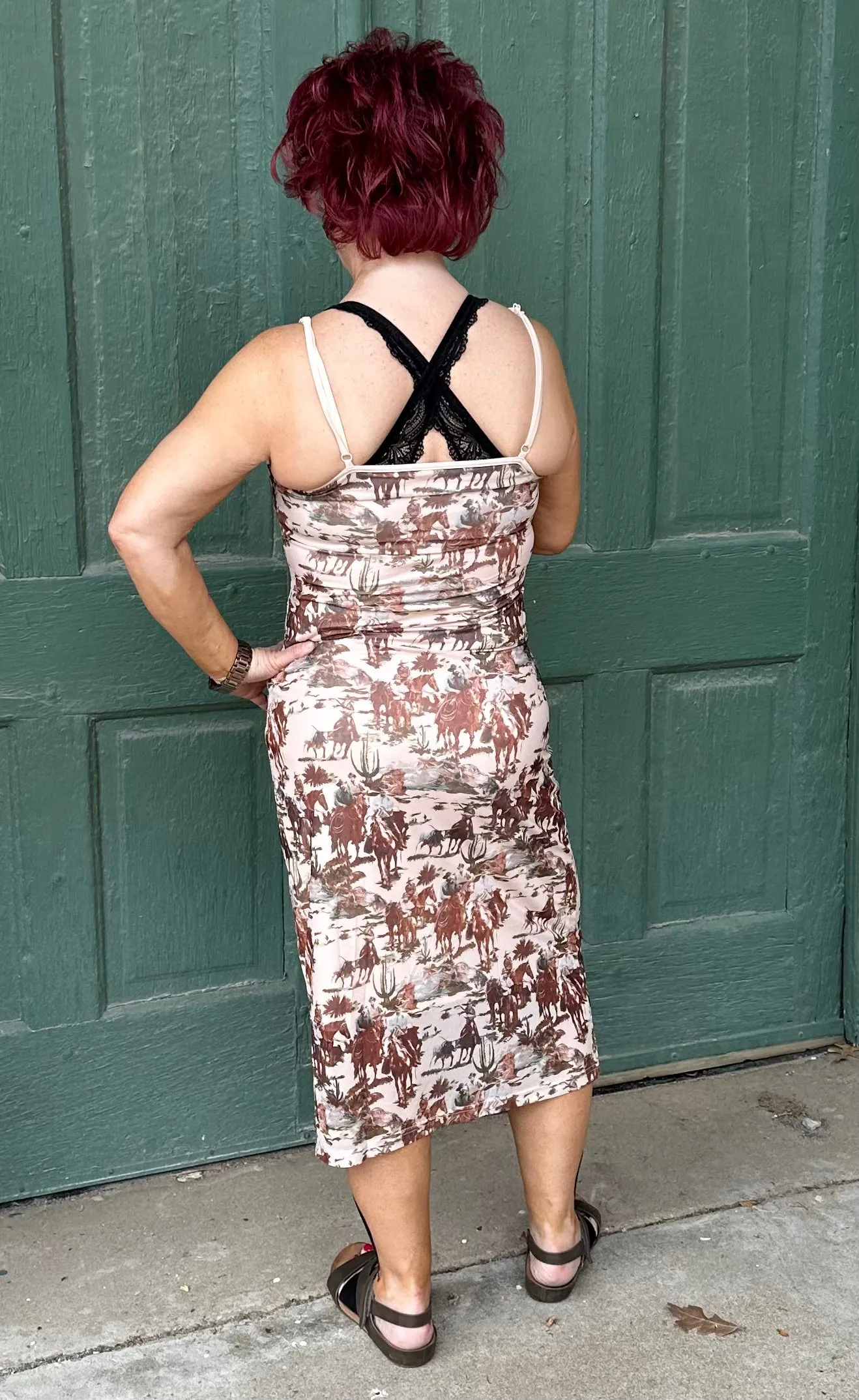 Cody Cowboy Print Mesh Bodycon Dress