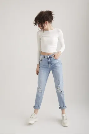 C.O.J JEANS  LYNN LIGHT BLUE DESTROYED