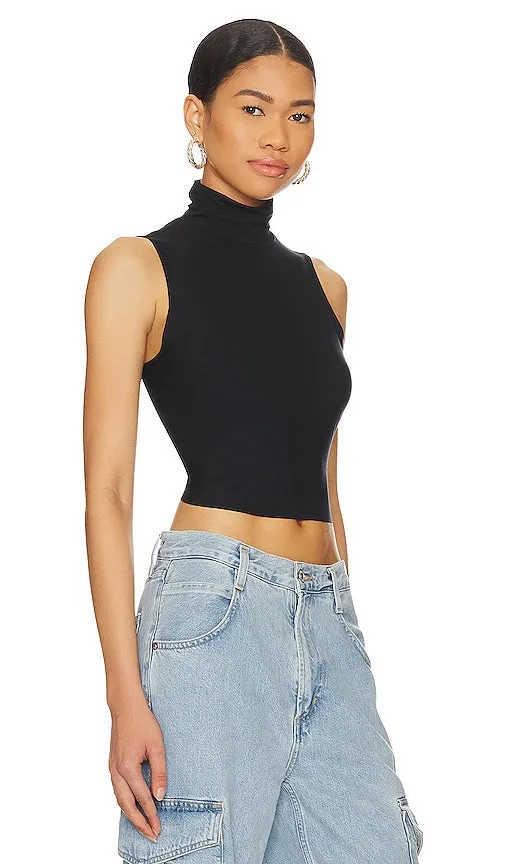 Commando Butter Sleeveless Cropped Turtleneck in Black