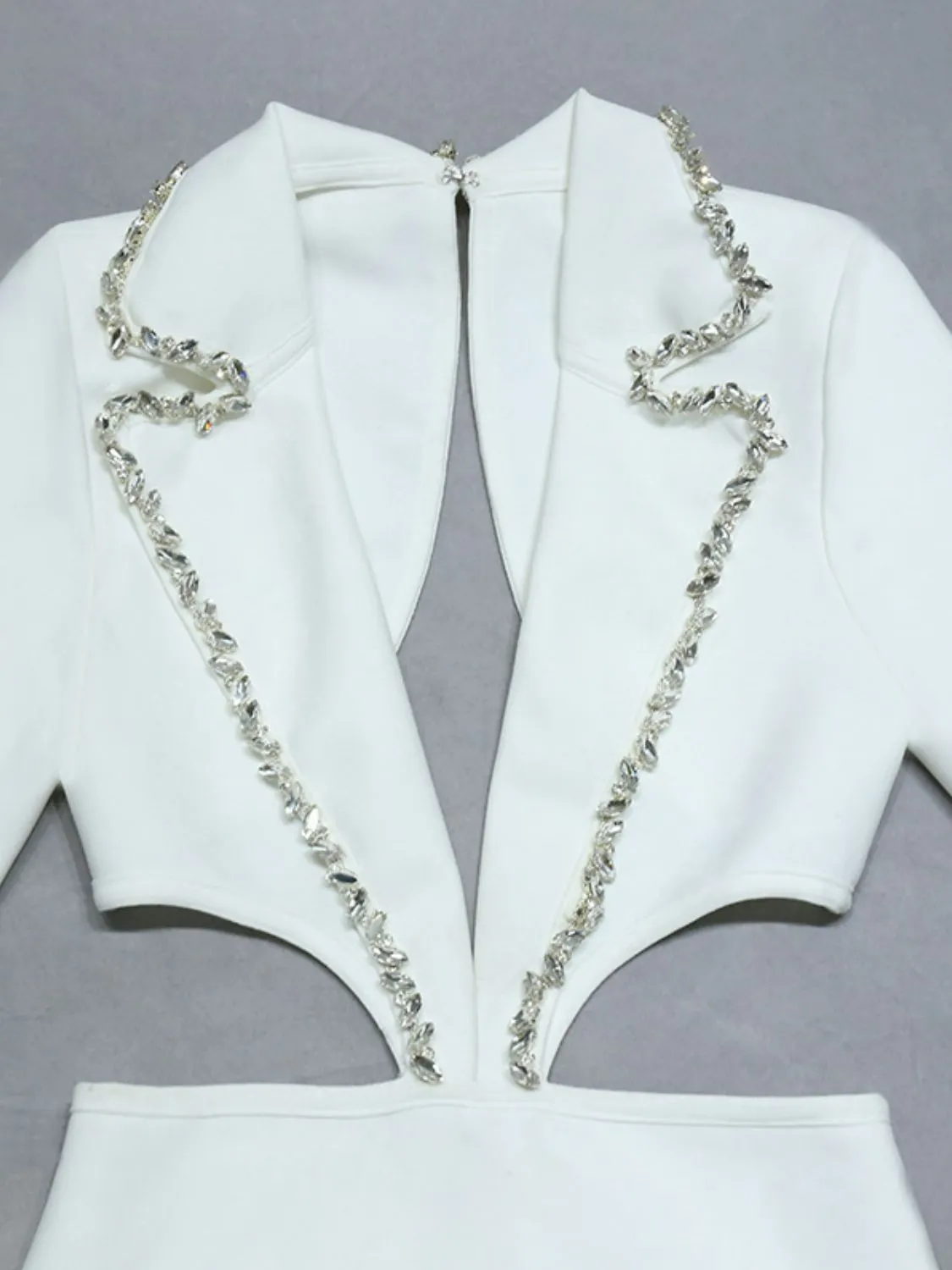 Contrast Rhinestone Open Back Bodycon Dress
