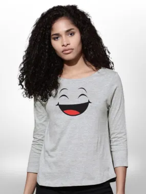 Cute Laugh Ladies T-shirt 4 Quarter Sleeve
