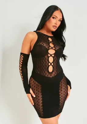 Darcey Black Mesh Cut Out Sleeveless Bodycon Dress
