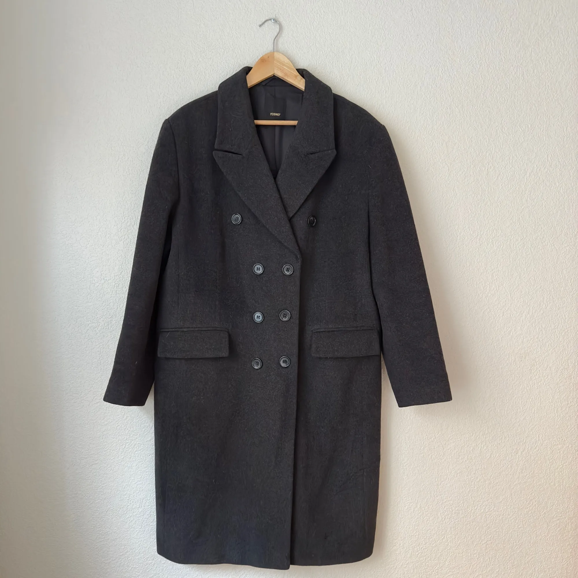 Dark Gray Wool Angora Coat, size EU44