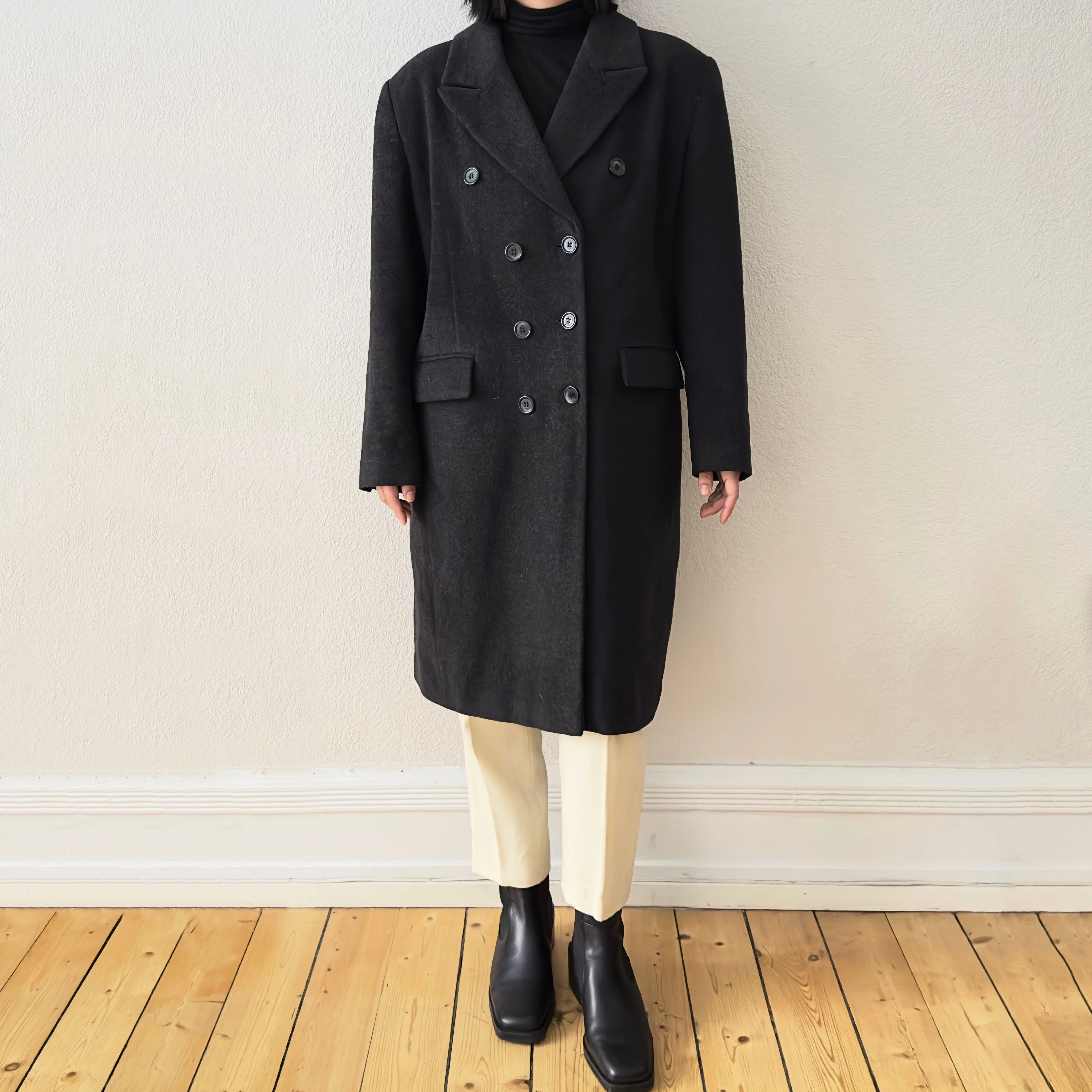 Dark Gray Wool Angora Coat, size EU44