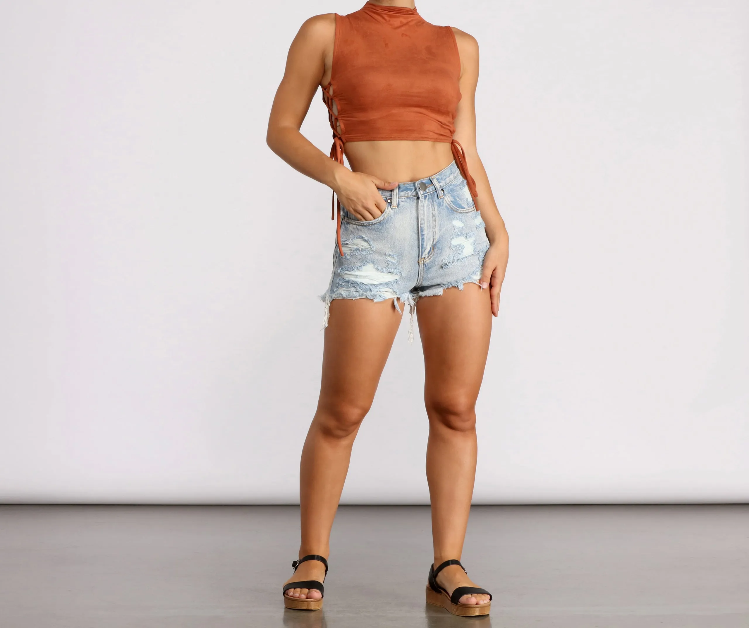 Denim Daze High Waist Destructed Shorts
