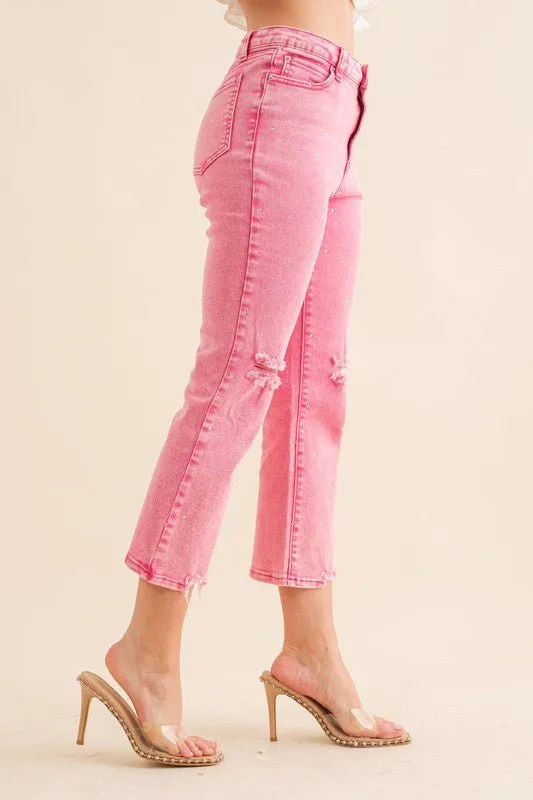 Denim Jeans with Rhinestone