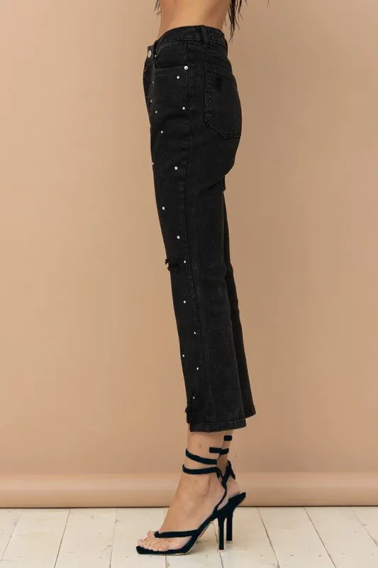 Denim Jeans with Rhinestone
