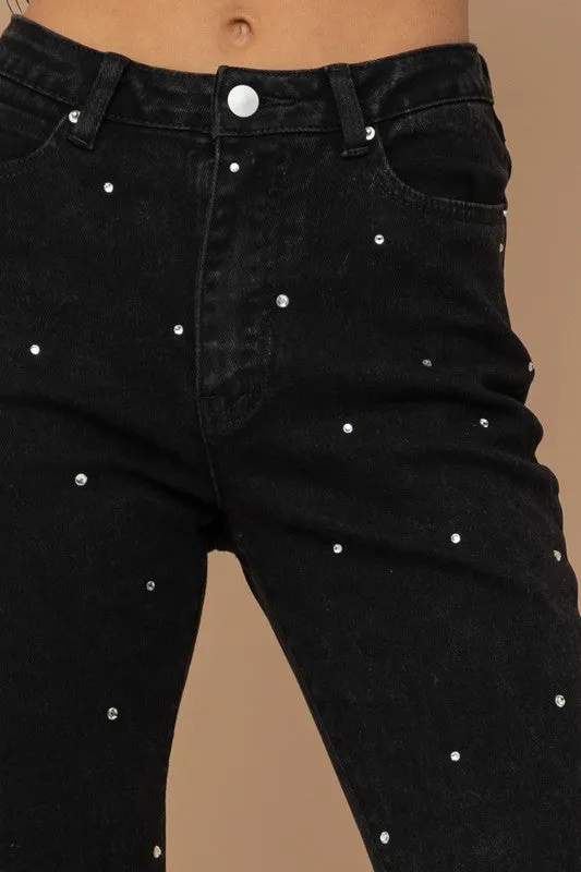 Denim Jeans with Rhinestone
