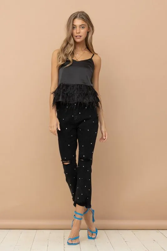 Denim Jeans with Rhinestone