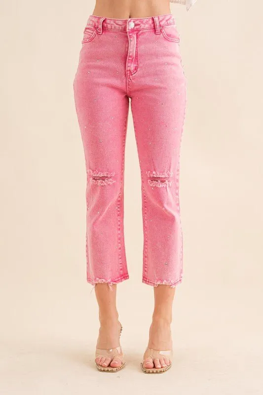 Denim Jeans with Rhinestone