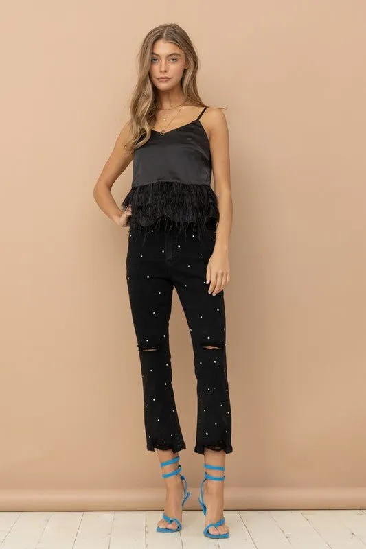 Denim Jeans with Rhinestone