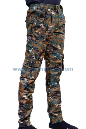 Digital Camo Print Six pocket Pants Dark