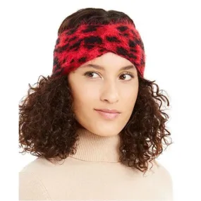 DKNY Fuzzy Animal Print Knit Twist Headband