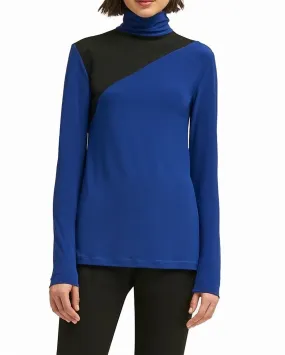 DKNY  Womens Turtleneck Colorblocked Stretch L
