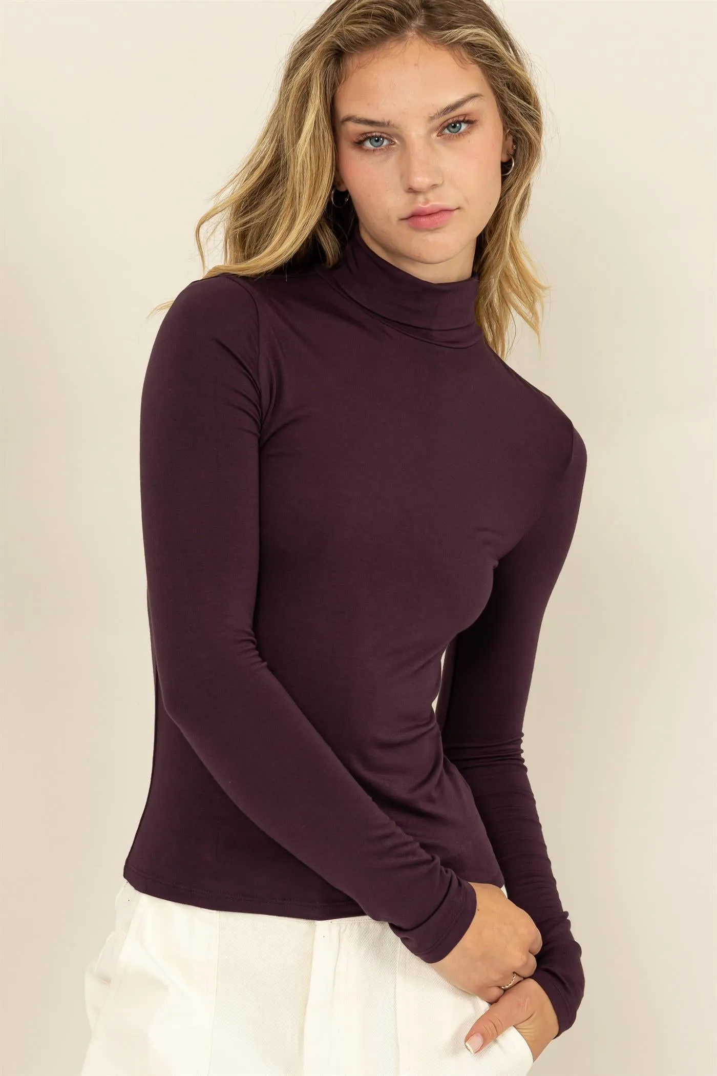 DZ24E436-SLIM-FIT TURTLENECK LONG SLEEVE TOP