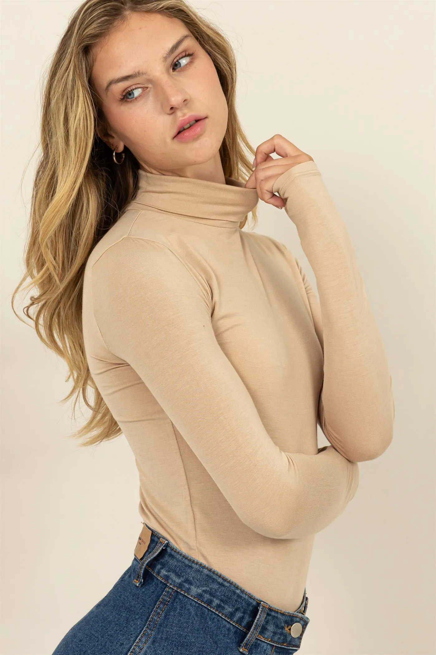 DZ24E436-SLIM-FIT TURTLENECK LONG SLEEVE TOP