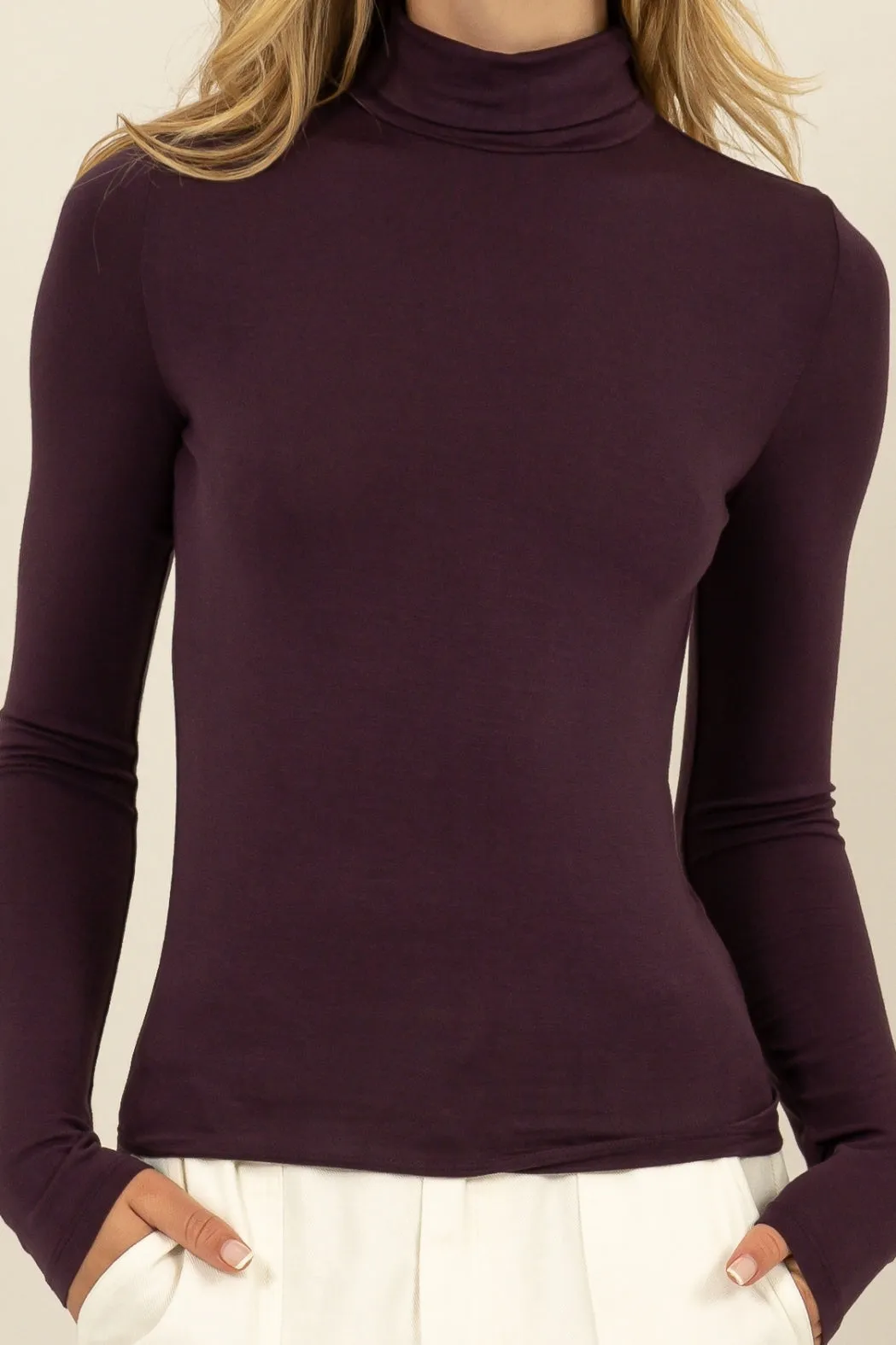 DZ24E436-SLIM-FIT TURTLENECK LONG SLEEVE TOP
