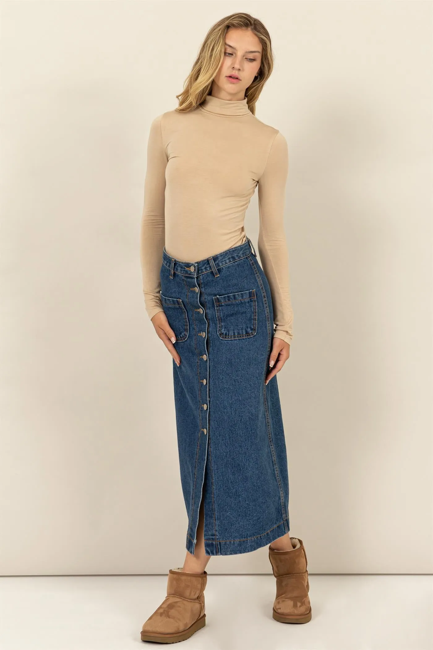 DZ24E436-SLIM-FIT TURTLENECK LONG SLEEVE TOP