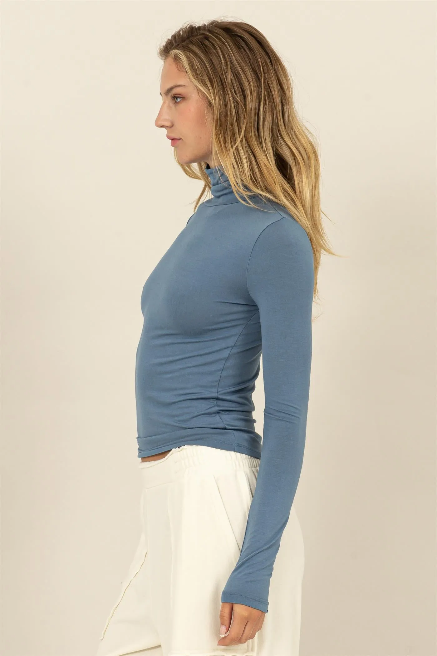 DZ24E436-SLIM-FIT TURTLENECK LONG SLEEVE TOP