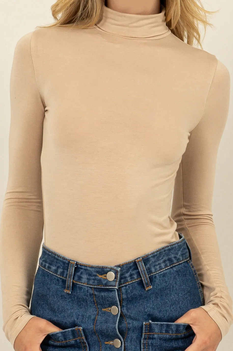 DZ24E436-SLIM-FIT TURTLENECK LONG SLEEVE TOP