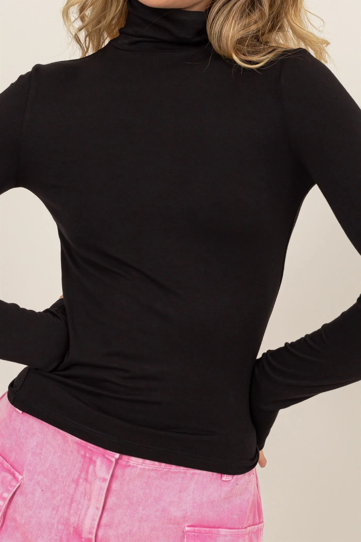 DZ24E436-SLIM-FIT TURTLENECK LONG SLEEVE TOP